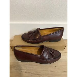 Johnston & Murphy Mens Burgundy Leather Tassel Loafer Shoes Italy Size 7 Wide
